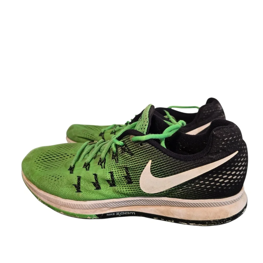 Nike Air Zoom Pegasus 33 Mens Running Shoes Green Black 831352-301‎ Size 11